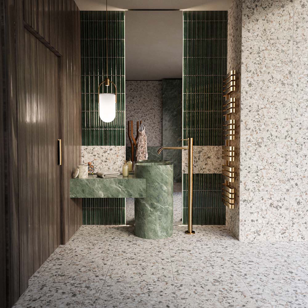 Stuzzi Lunar Classical Terrazzo Style 4d Brushed Finish Tiles 60cm x 60cm