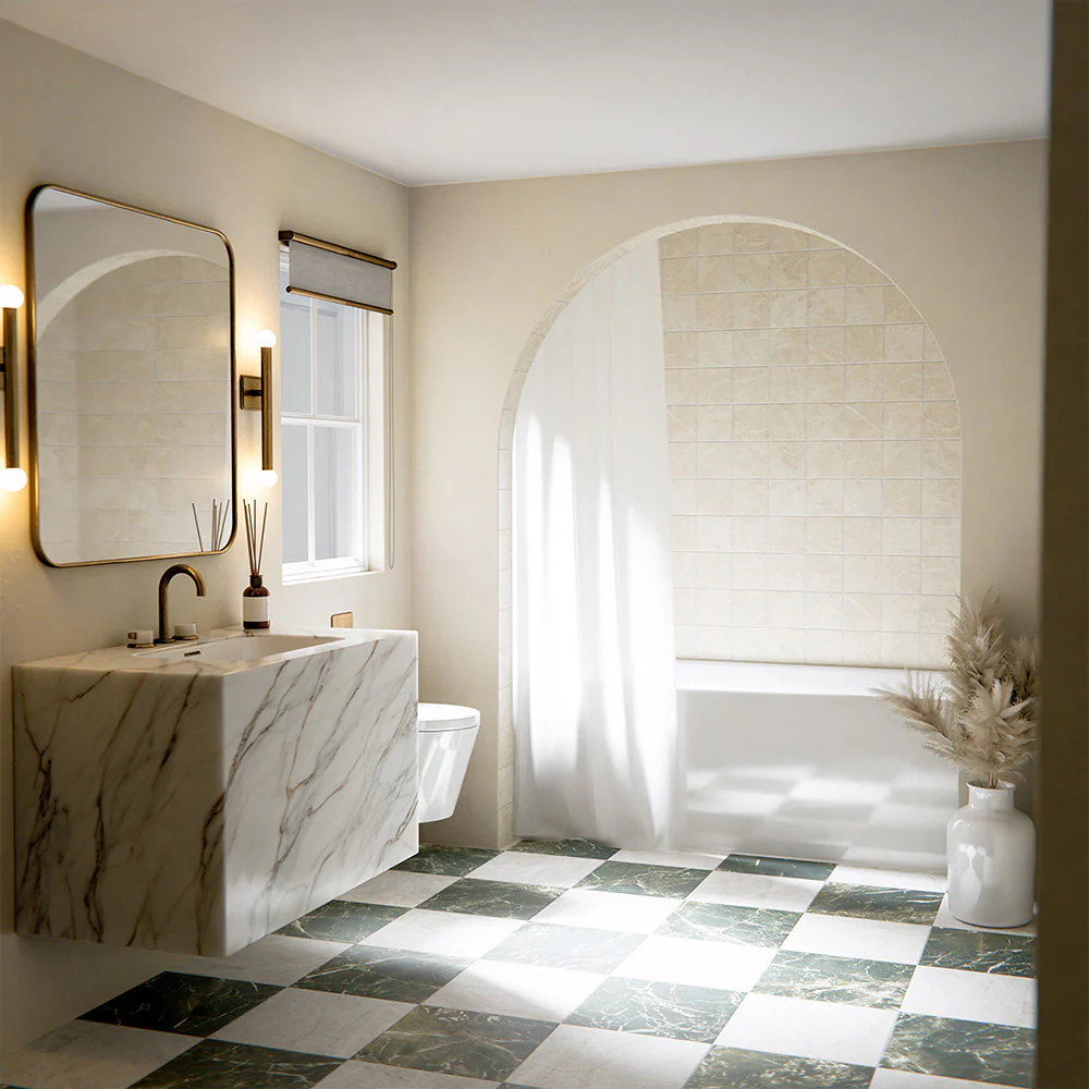 Divine Taj Mahal Matt Marble Chequer Board Tiles | 30cm x 30cm - Image 2