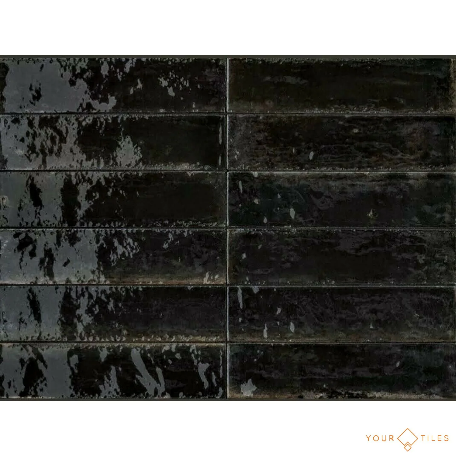 Levent Black Brick | Wall & Floor Gloss Porcelain Tiles | 6cm x 24cm - Image 5