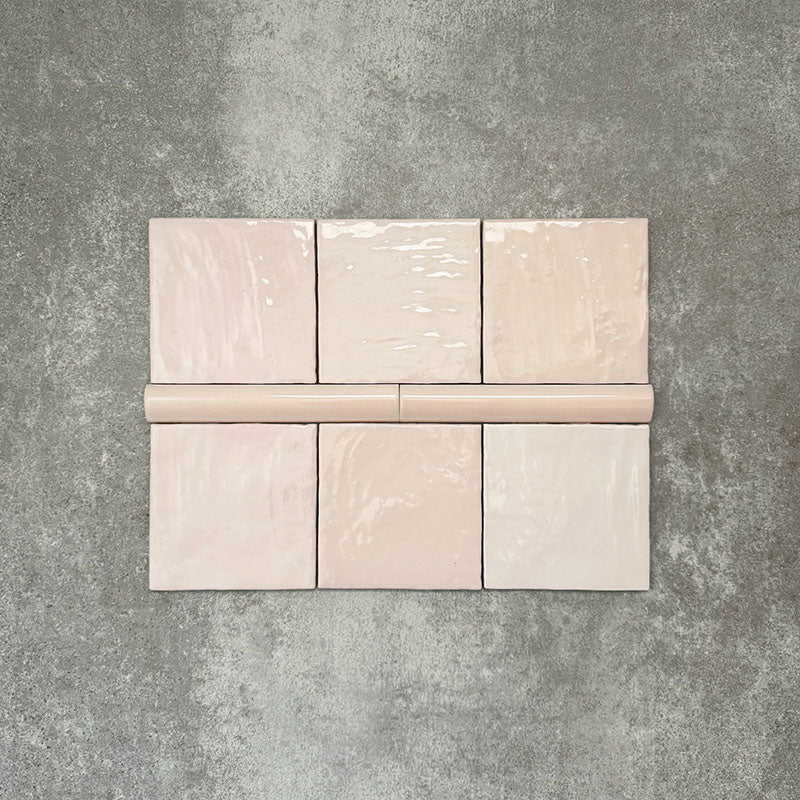 Zellige Pink Mist Bullnose | Moroccan Style | 3cm x 20cm - Image 3