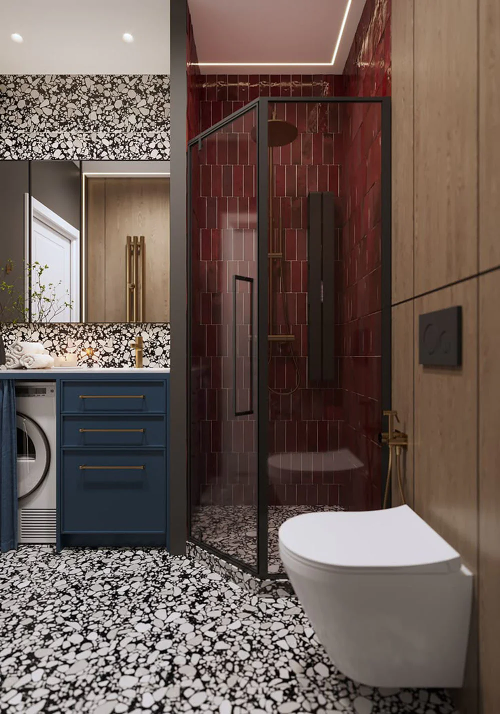 Shards Terrazzo Nero Matt Porcelain Wall Floor Tile 59cm x 118cm - Image 3