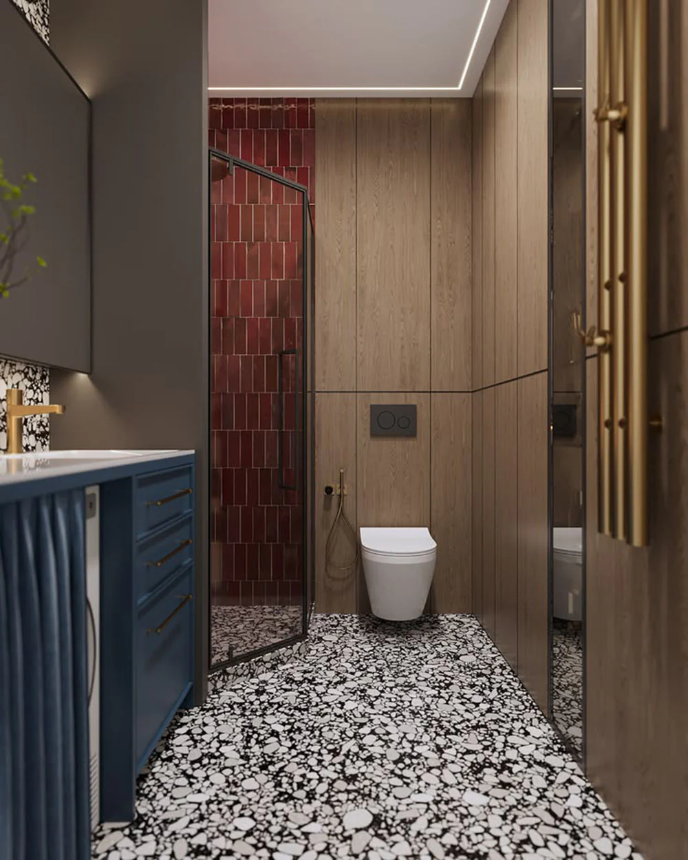 Shards Terrazzo Nero Matt Porcelain Wall Floor Tile 59cm x 118cm - Image 4