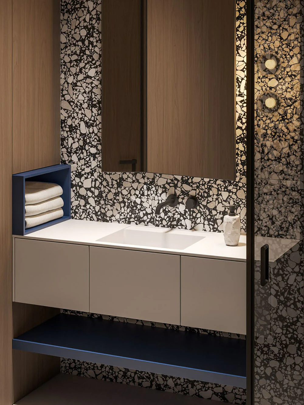 Shards Terrazzo Nero Matt Porcelain Wall Floor Tile 59cm x 118cm - Image 7