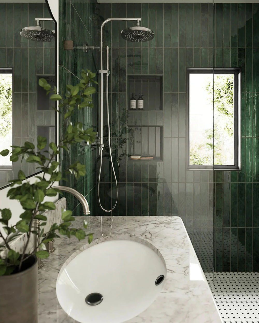 Jumairah Pine Forest Green | Gloss | Wall Tiles | 5cm x 40cm - Image 5