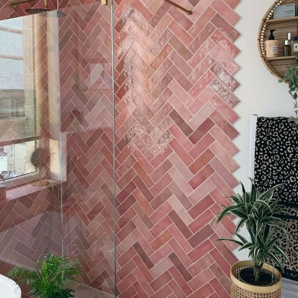 Zellige Rose Pink Brick | Moroccan Style | 6.5cm x 20cm - Image 3