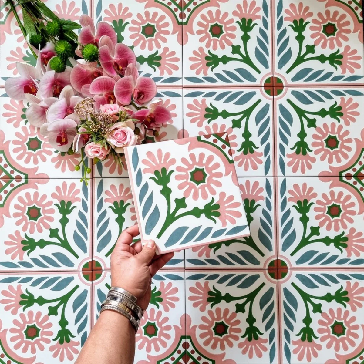 Jardin Rose Moroccan Pattern Tile 20cm x 20cm - Image 14