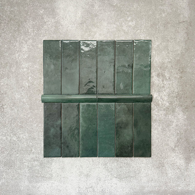 Zellige Royal Green Bullnose | Moroccan Style | 3cm x 20cm - Image 3
