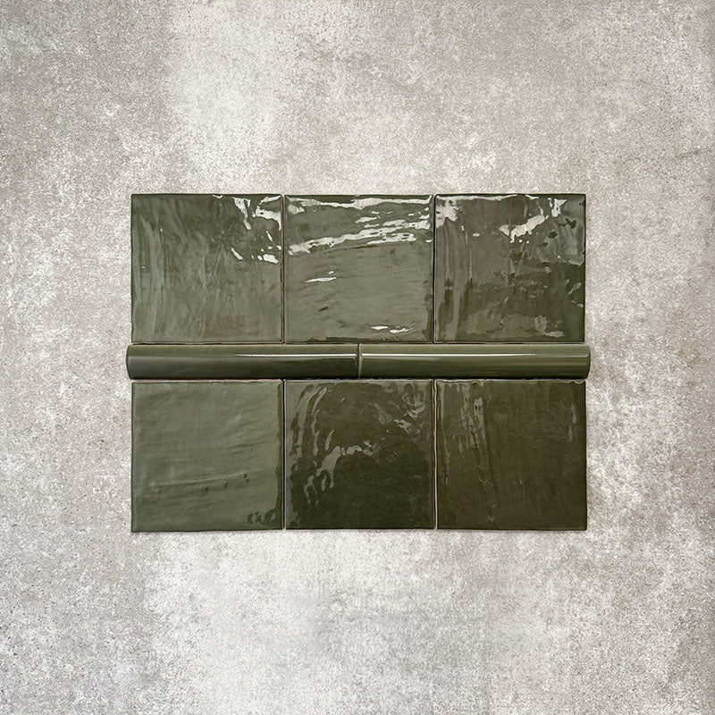 Zellige Botanical Green Bullnose | Moroccan Style | 3cm x 20cm - Image 3
