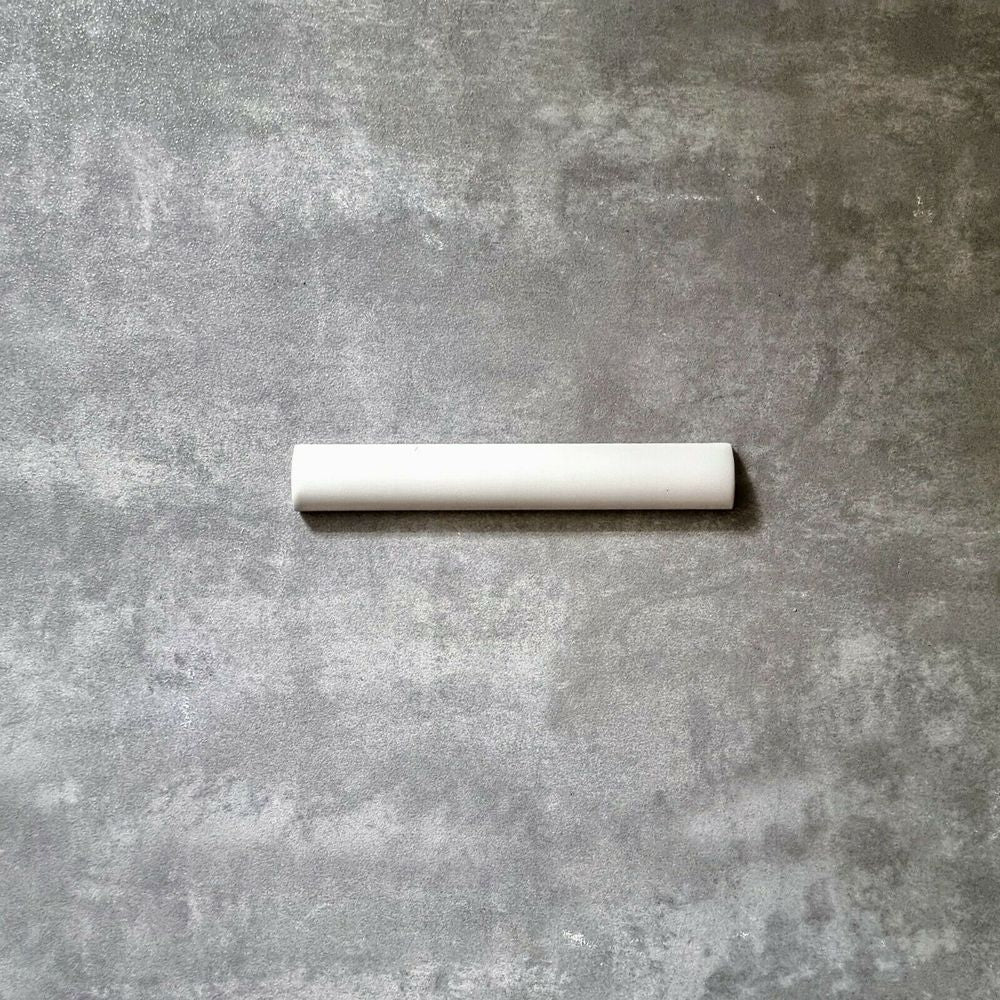 FULL BULLNOSE SAMPLE Zellige CHALK WHITE MATT  Pencil Bullnose Border Tile 3cm x 20cm