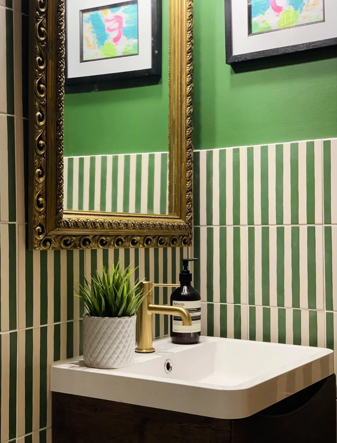 Pinstripes Green Tile Indoor & Outdoor Tiles 20cm x 20cm - Image 6