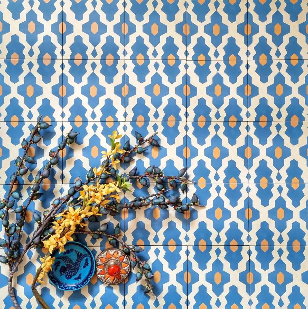 Kasbah Zafi Mustard Azure Moroccan Tile 20cm x 20cm - Image 2