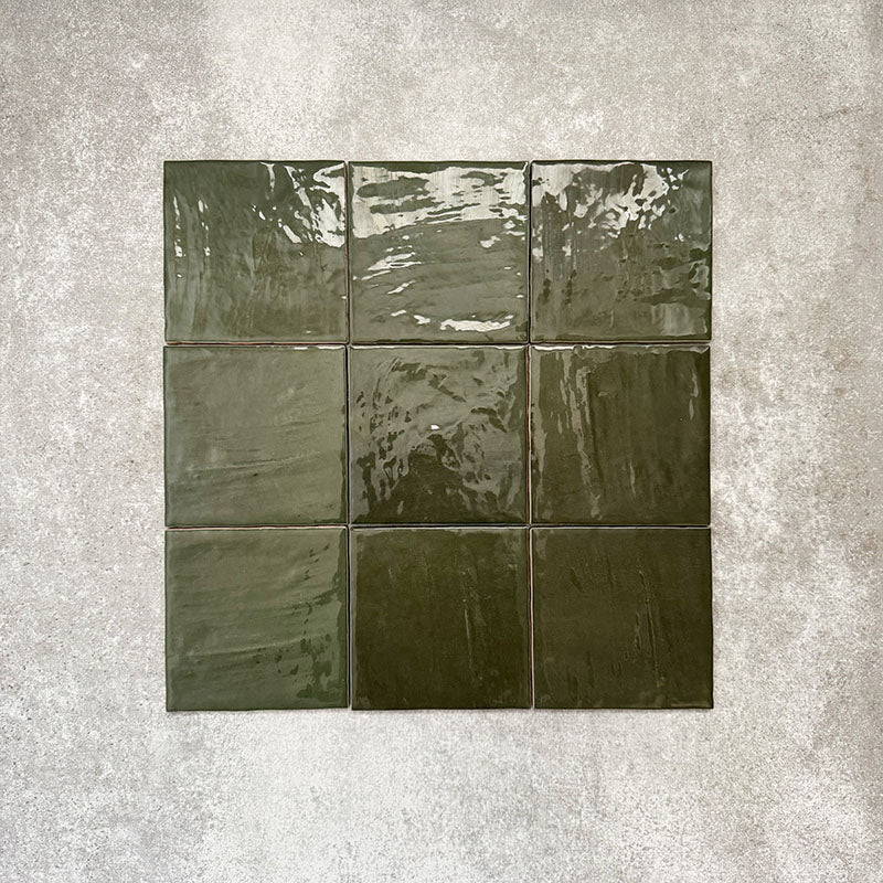 Zellige Botanical Green Square | Moroccan Style | 13.2cm x 13.2cm - Image 5