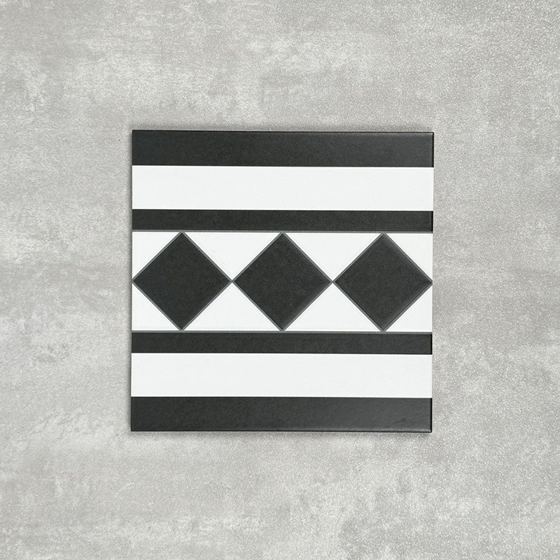 Dorset Black & White Border Tile 25cm x 25cm