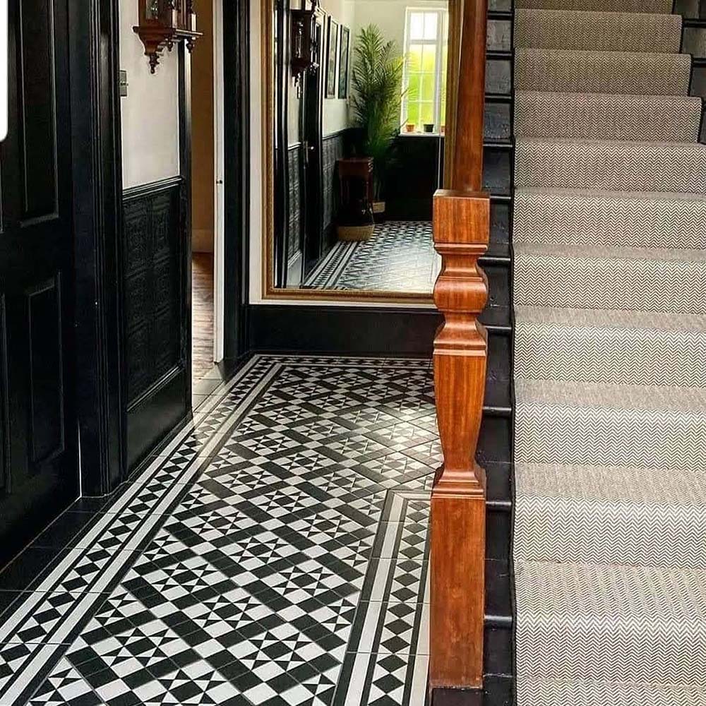 Dorset Tile Black & White Tiles Victorian Tiles 25cm x 25cm - Image 5