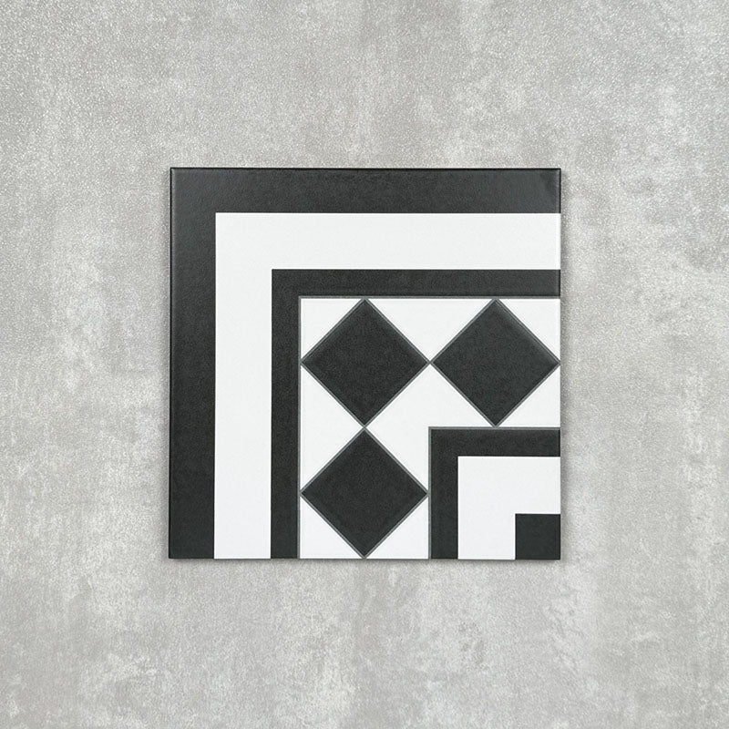 Dorset Black & White Corner Tile 25cm x 25cm