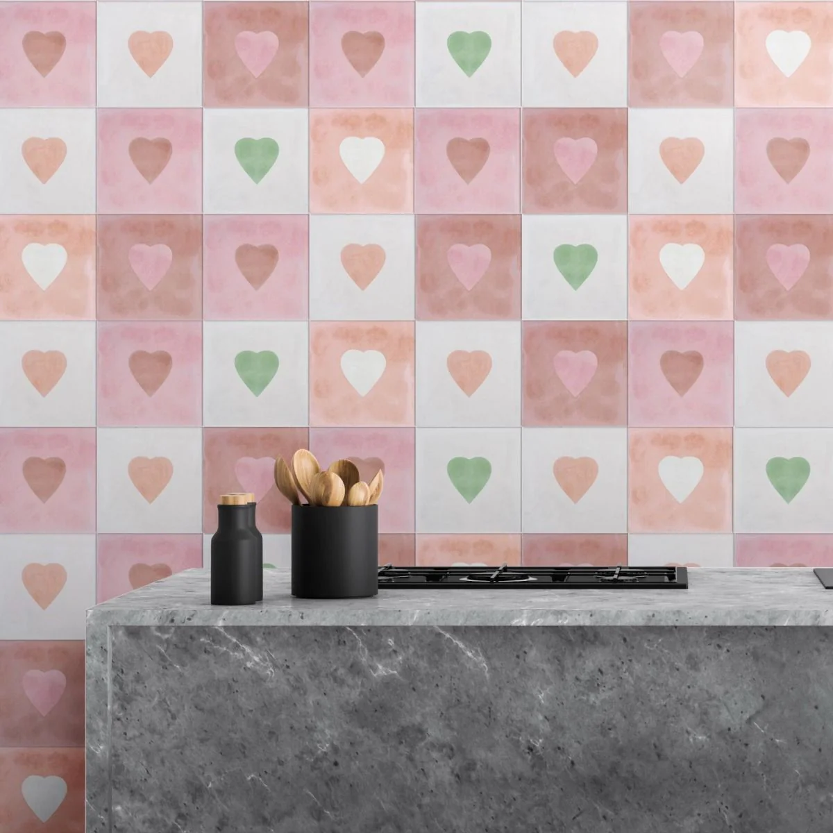 Cupid Mini Hearts | MINI White Decor Moroccan Indoor Outdoor Wall Floor Tiles 15cm x 15cm - Image 2