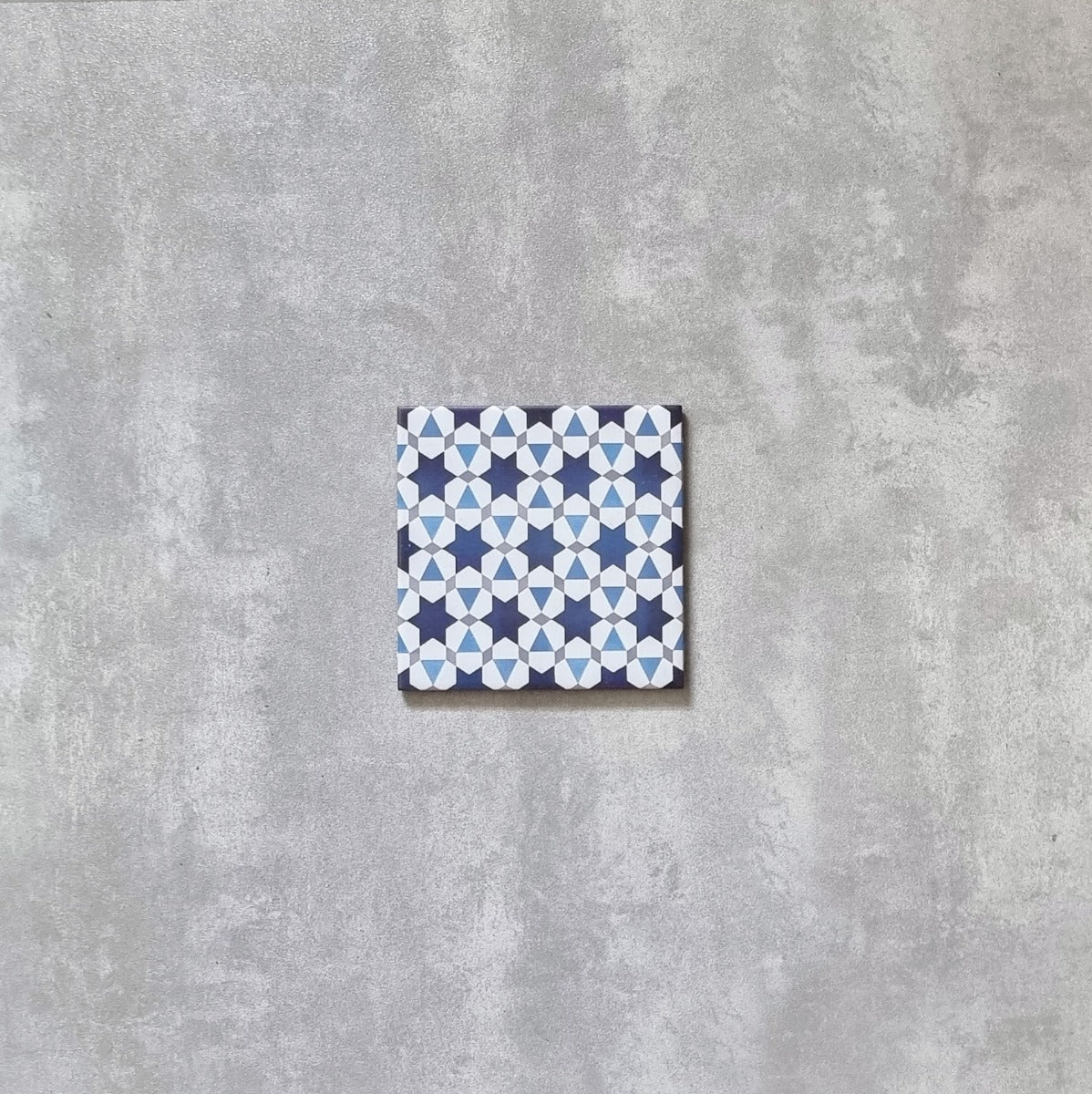 Meknes Blue Stars Mini Moroccan Porcelain Wall Floor Tile 15cm x 15cm - Image 3