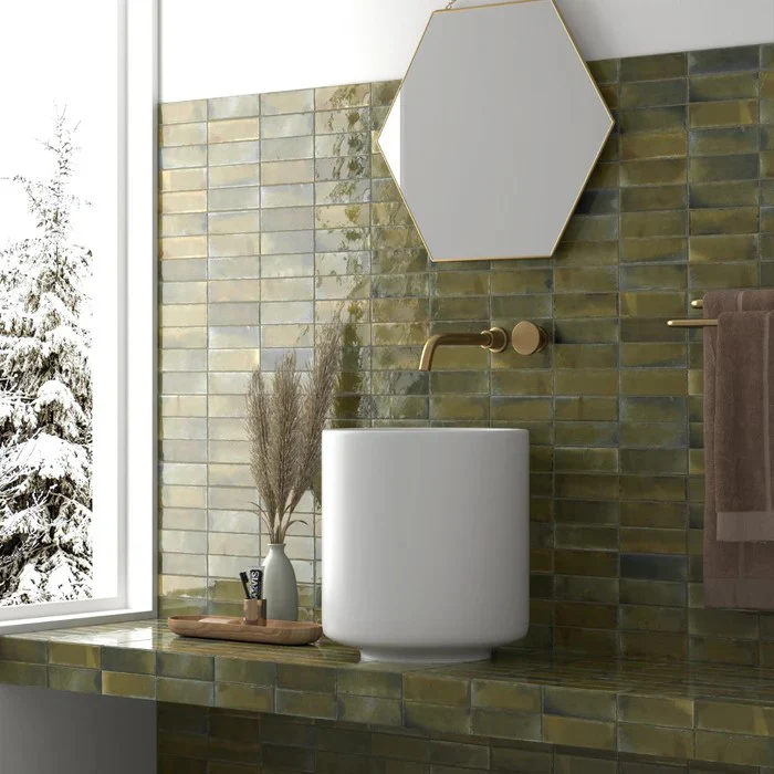 Saigon Olive Green Brick | Wall Tile | Moroccan Style | 5.1cm x 16.1cm