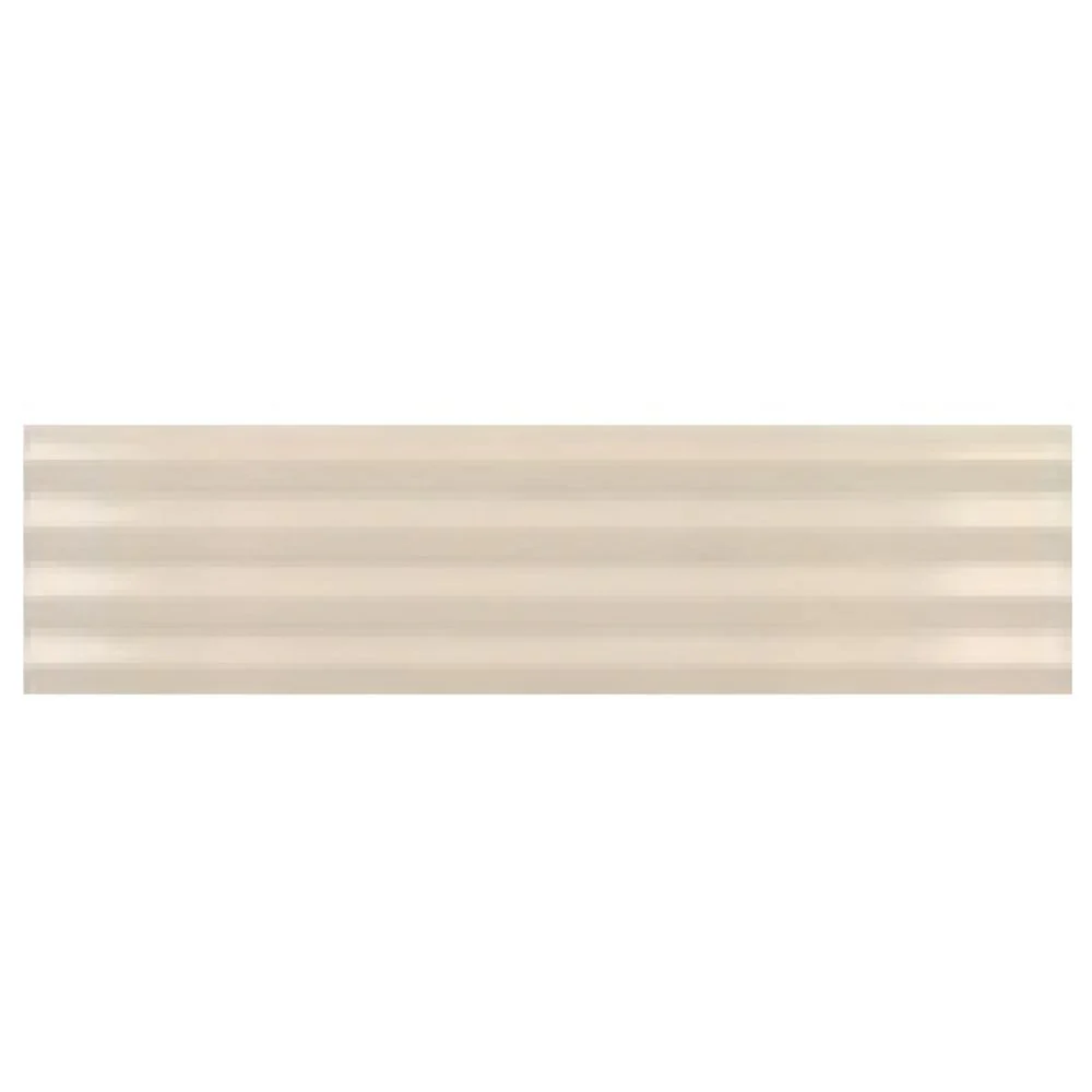 FULL TILE SAMPLE Gallery Brick 3D Fluted DECOR Tile Beige Gloss 5cm x 20cm - Image 3