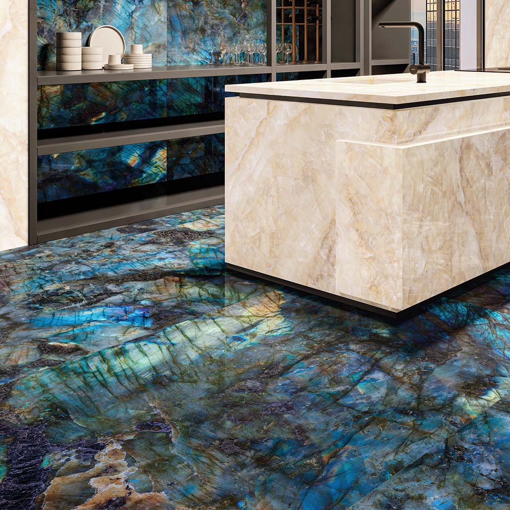 Lumen Precious Stone | Labradorite Polished Porcelain Tiles | 60cm x 120cm