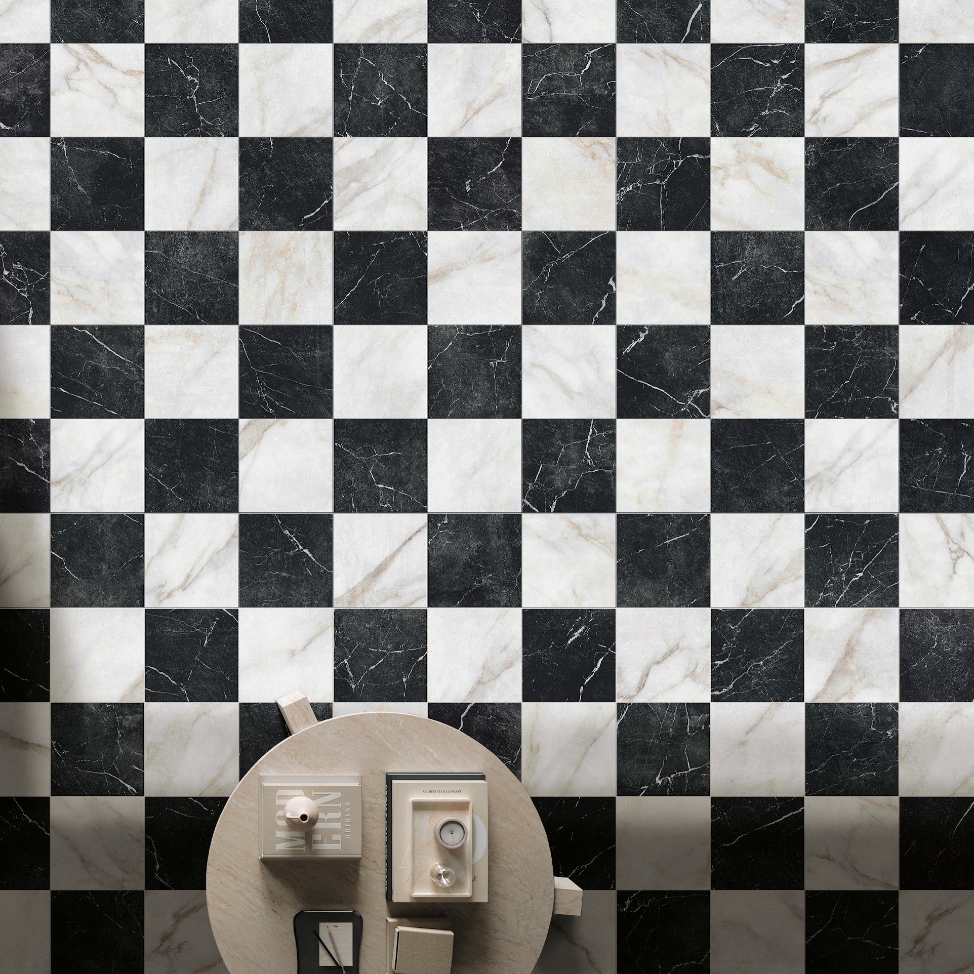 Vitoria Classic Black Marble Style Chequerboard Tiles | 30cm x 30cm - Image 2