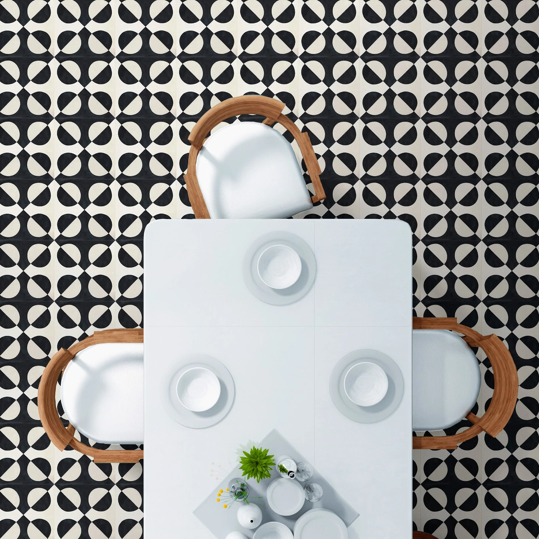 FULL TILE SAMPLE Abstract Illusion Noir 20cm x 20cm Wall & Floor Tile