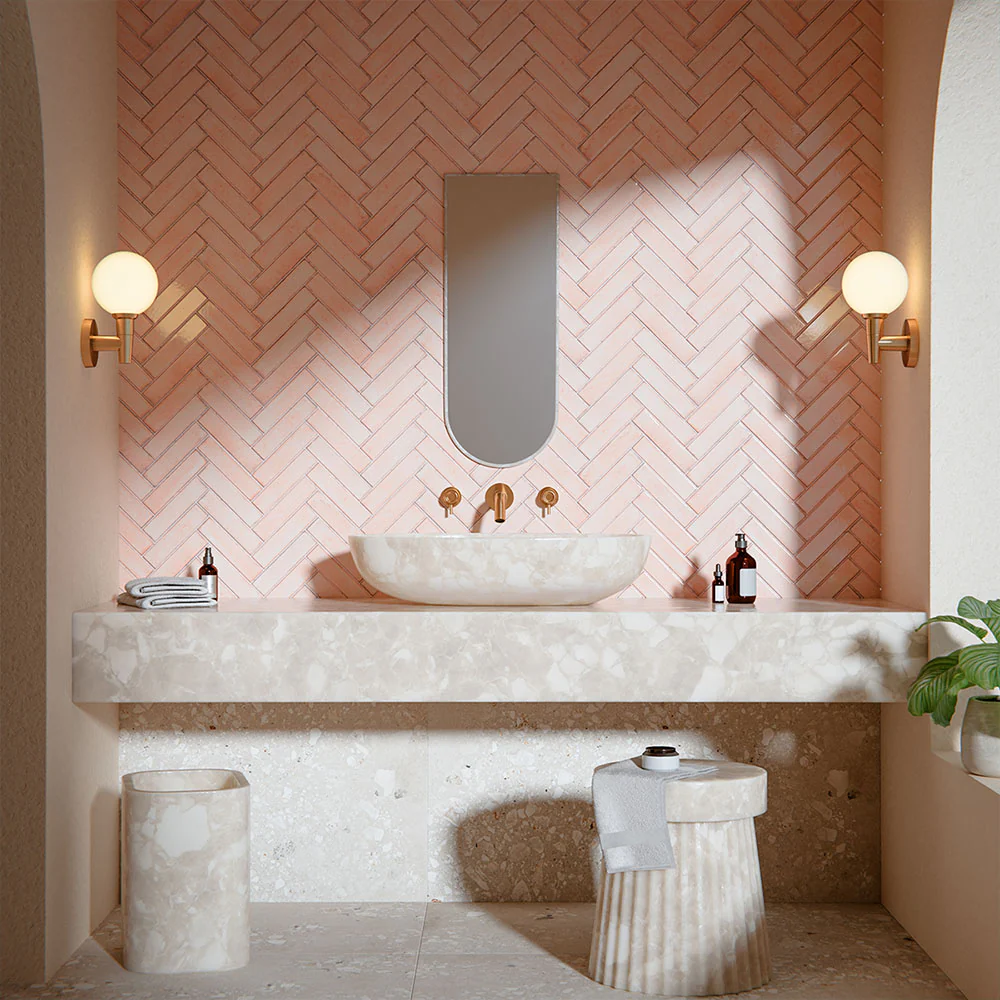 Puzzle Rose Brick Rectified | Wall & Floor Tiles | 5cm x 20cm