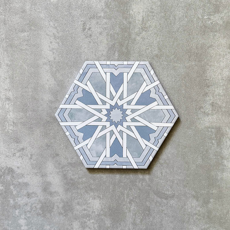 Medina Hormuz Azure Blue | Moroccan Style Hexagon | 18.7cm x 21.6cm - Image 4