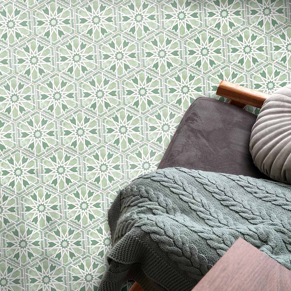 Medina Hormuz Verde Green | Moroccan Style Hexagon | 18.7cm x 21.6cm