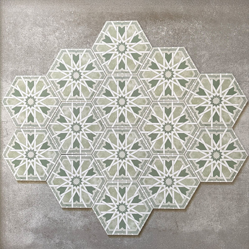 Medina Hormuz Verde Green | Moroccan Style Hexagon | 18.7cm x 21.6cm - Image 3