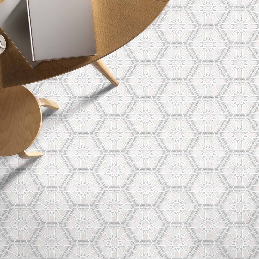 Medina Hormuz Snow White | Moroccan Style Hexagon | 18.7cm x 21.6cm