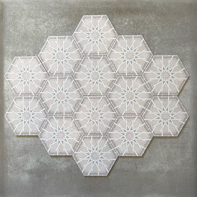 Medina Hormuz Snow White | Moroccan Style Hexagon | 18.7cm x 21.6cm - Image 3