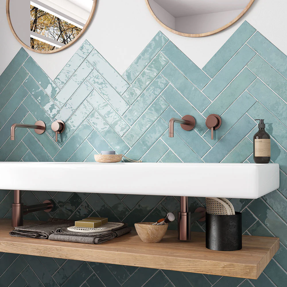 Nomad Aquamarine Brick | Industrial Style Wall Tiles | 6cm x 24.6cm - Image 3