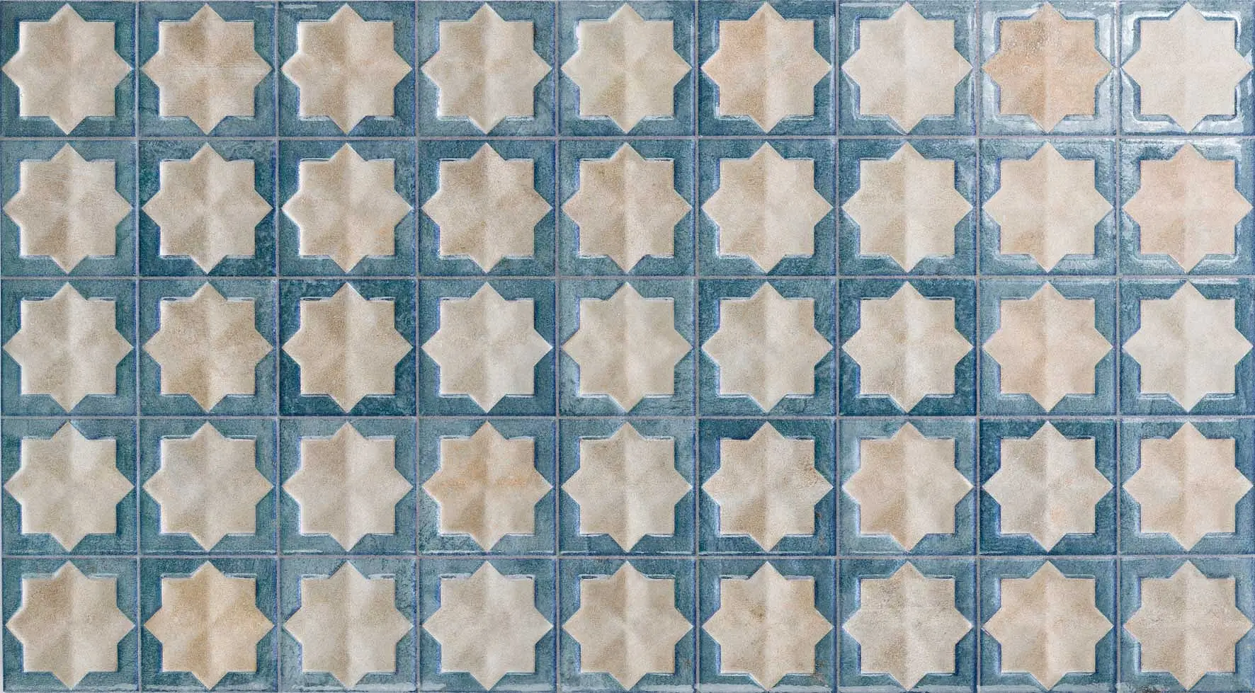 CUT TILE SAMPLE Zanzibar Moroccan Arena Blue 31 x 56cm Wall Tiles