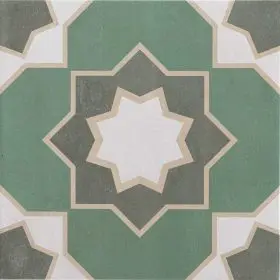 CUT TILE SAMPLE Karikoy Olive Green Patterned Tiles 33cm x 33cm