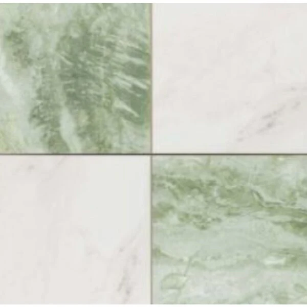 2 x CUT TILE SAMPLE Scacchi Emerald Green Marble Chessboard Tiles 44cm x 44cm