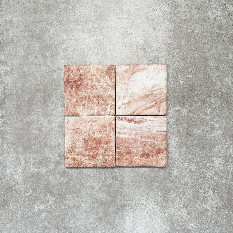 Amalfi Square Rouge | Vintage Marble Wall & Floor Tiles | 11cm x 11cm - Image 5