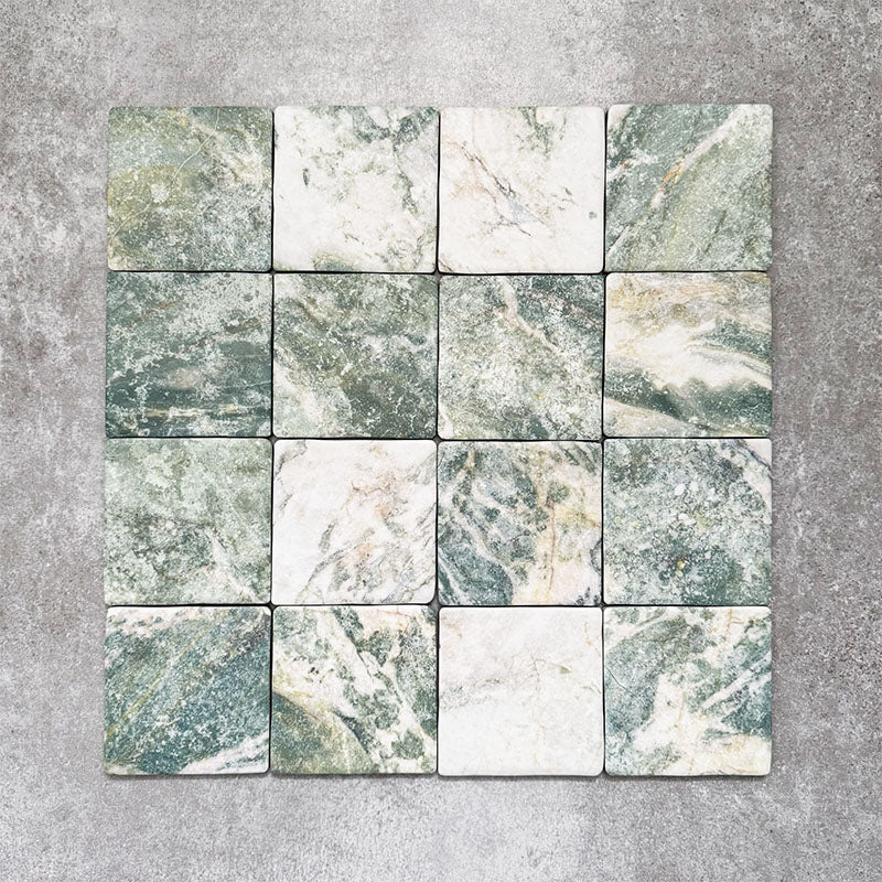 Amalfi Square Salvia | Vintage Marble Wall & Floor Tiles | 11cm x 11cm - Image 5