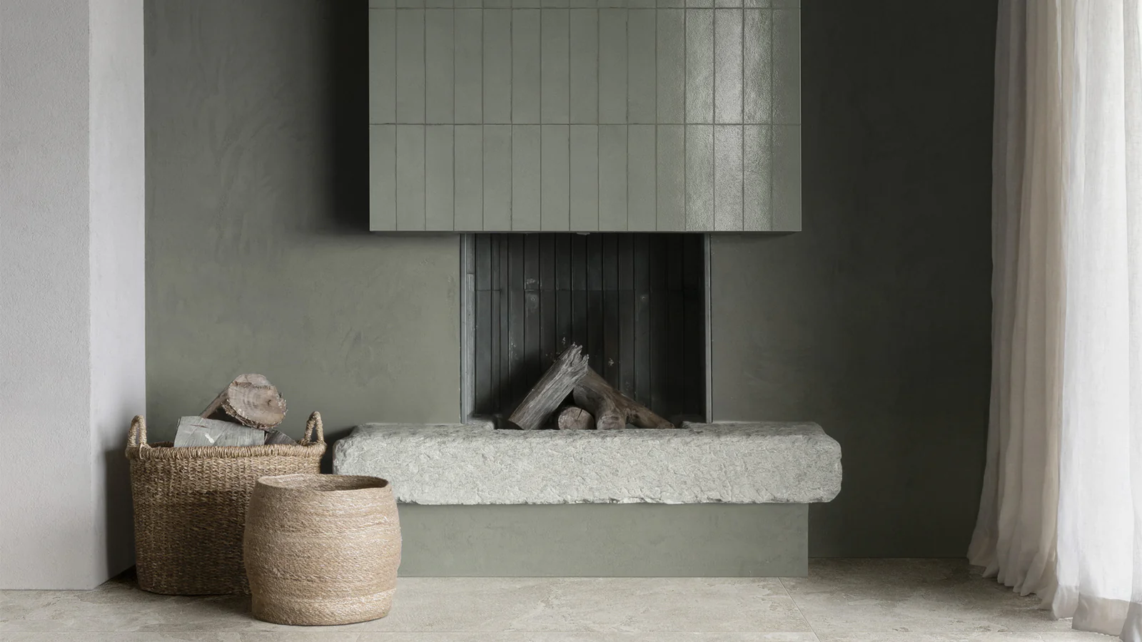 Baroque Lichen Green Porcelain Wall Tiles & Floor Tiles 9.1cm x 37.5cm - Image 8