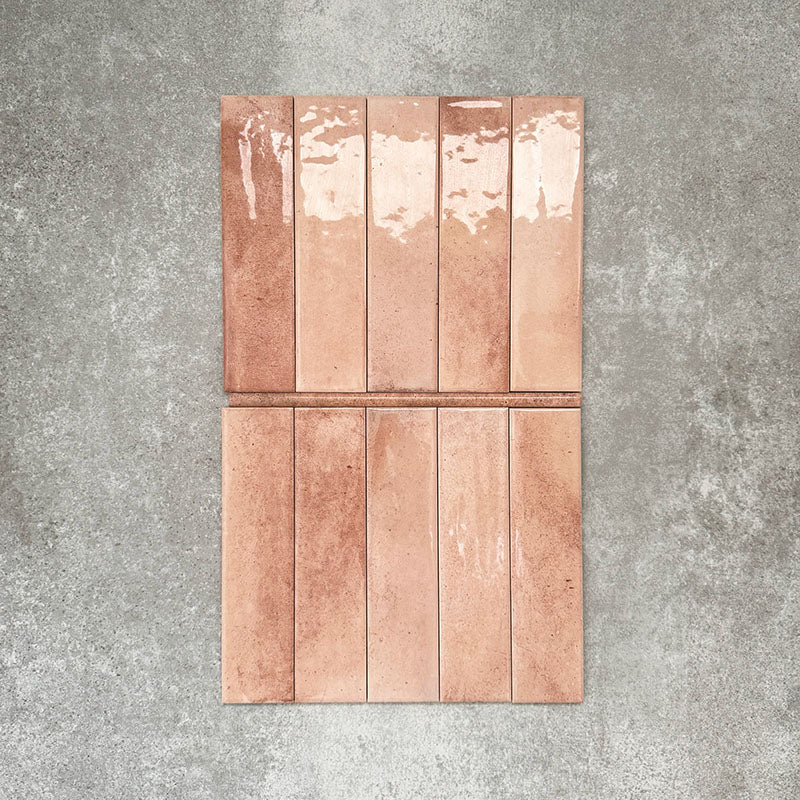 Allegra Pink Tusk | Gloss Tile | Pencil Bullnose Border Tile | 1.2cm x 30cm