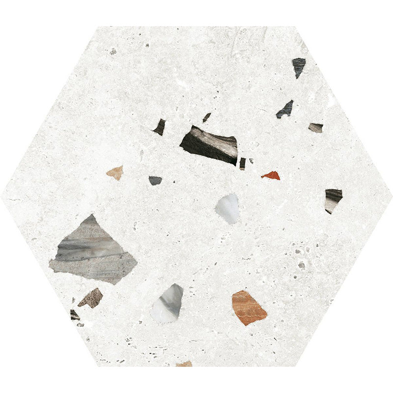 Jericho White Terrazzo Hexagon Wall & Floor Tiles 25cm x 22cm - Image 4