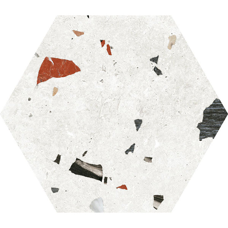 Jericho White Terrazzo Hexagon Wall & Floor Tiles 25cm x 22cm - Image 5